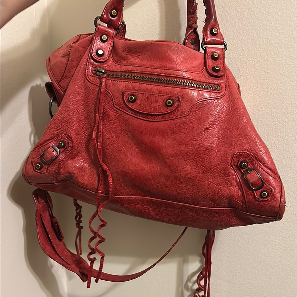 Red Balenciaga City Bag